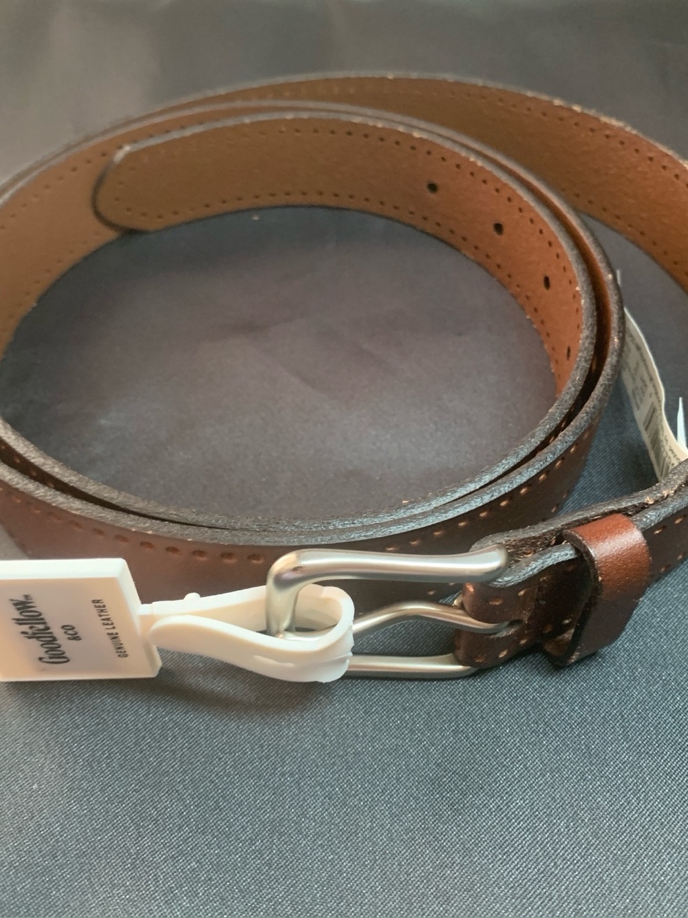 Goodfellow & Co Brown Leather Belt with Silver Buckle
